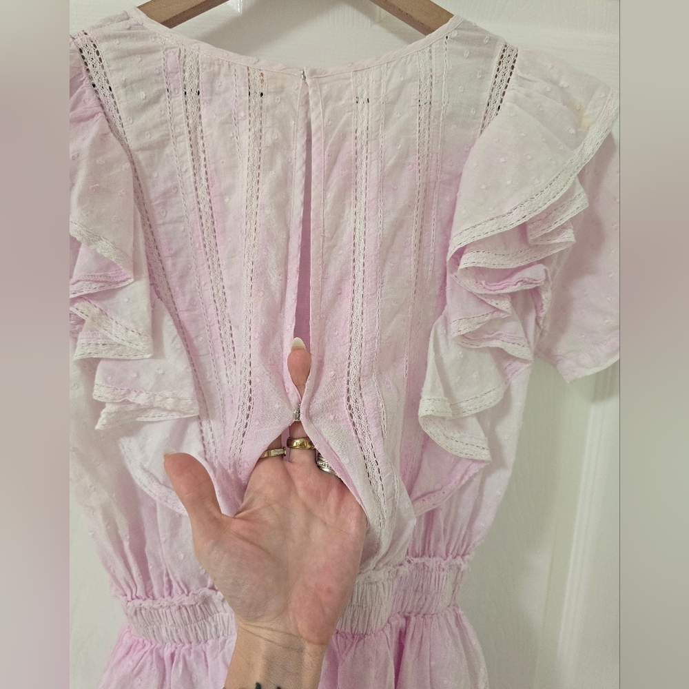 Loveshackfancy Natasha Ruffle Mini Dress In Island Pink Hand Dye Size XS - Picture 6 of 7